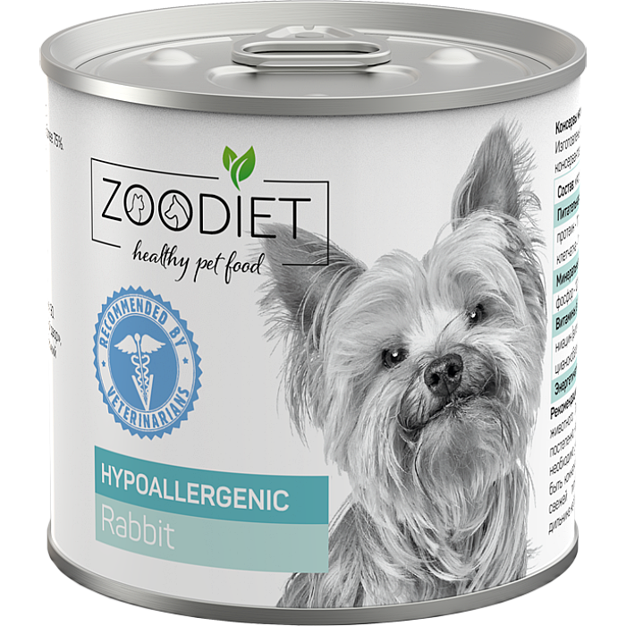 Лечебные консервы для собак ZOODIET Hypoallergenic Кролик при склонности к аллергии 240г