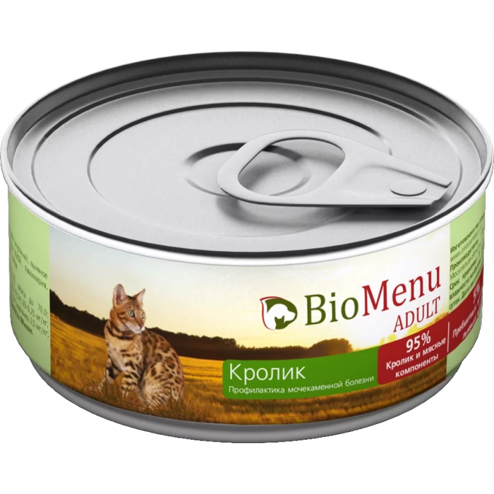 Консервы для кошек BIOMENU ADULT мясной паштет с кроликом 100г