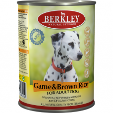 Консервы для взрослых собак BERKLEY ADULT с олениной и коричневым рисом 400г