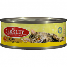 Консервы для взрослых кошек BERKLEY ADULT №12 беззерновые с говядиной и олениной