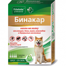 ПЧЕЛОДАР БИНАКАР капли для уничтожения эктопаразитов для собак средних пород 1 пипетка