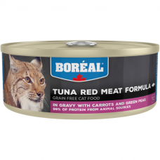 Консервы для кошек всех возрастов BOREAL беззерновые с красным мясом тунца, морковью и горошком в соусе 156г