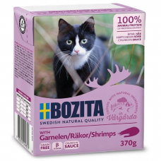 Влажный корм для кошек всех возрастов BOZITA SHRIMPS беззерновой с креветками в соусе 370г