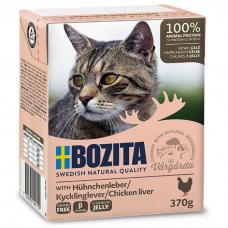 Влажный корм для кошек всех возрастов BOZITA EXTRA CHICKEN беззерновой c куриной печенью в желе 370г