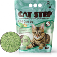 Наполнитель для туалета кошек CAT STEP TOFU ЗЕЛЕНЫЙ ЧАЙ растительный комкующийся ароматизированный