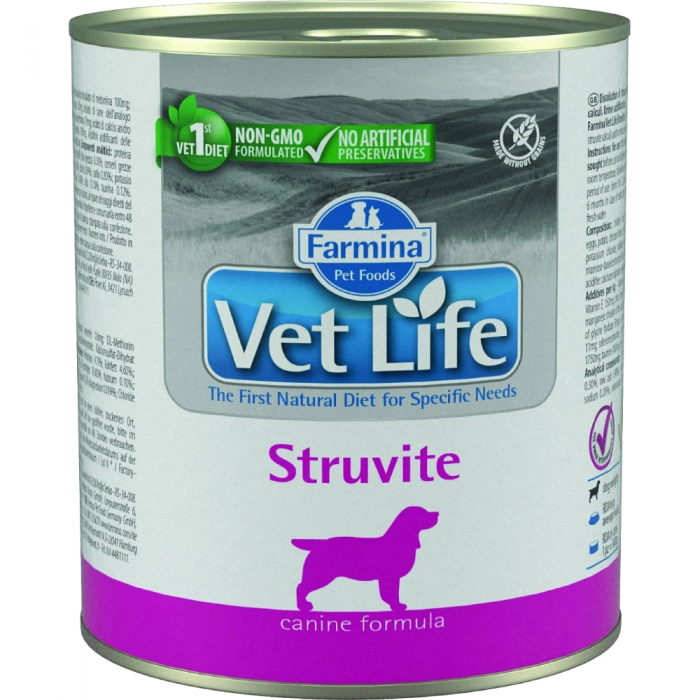 Лечебные консервы для собак FARMINA VET LIFE STRUVITE при рецидивах струвитного уролитиаза 300 г