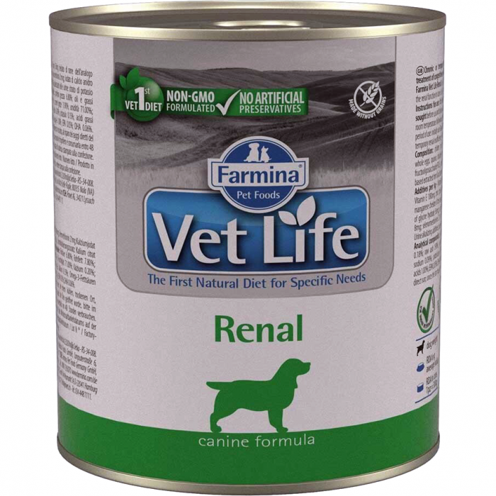 Лечебные консервы для собак FARMINA VET LIFE RENAL для лечения заболеваний почек 300г