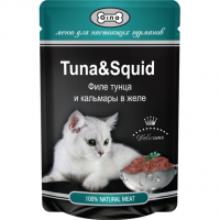 Консервы для кошек GINA Филе тунца и кальмары в желе 85 г