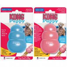 Игрушка для щенков KONG PUPPY M из натуральной резины особо прочная средняя 8.5х5.5см голубая или розовая