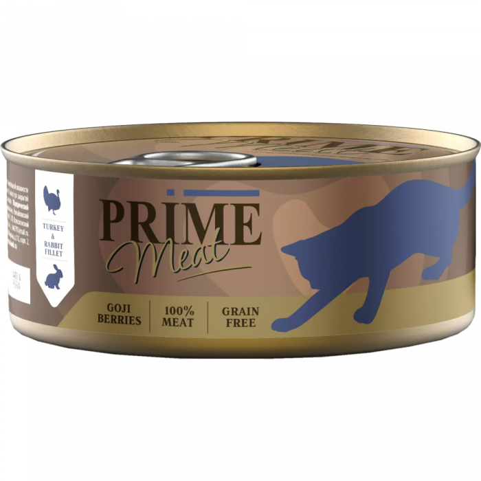 Консервы для кошек PRIME MEAT Индейка с Кроликом филе в желе 100г